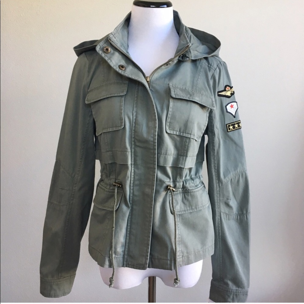Sebby: patch detail utility jacket, sage green